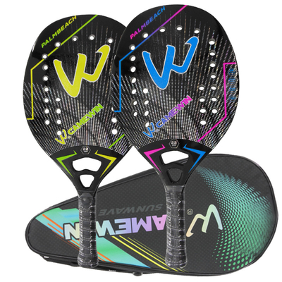 3K Carbon Fiber Beach Tennis Racket Rough Surface Soft Interlayer Racquet with Protective Bag