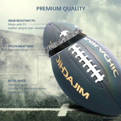 Holographic Glowing Reflective Football Luminous American Football Rugby Ball Size 9 6 3