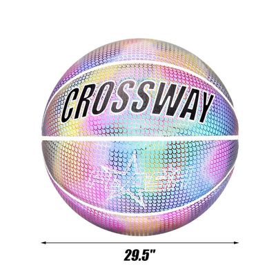 Reflective Basketball Ball Holographic Glowing Night Light Size 7 Basketball Training Game