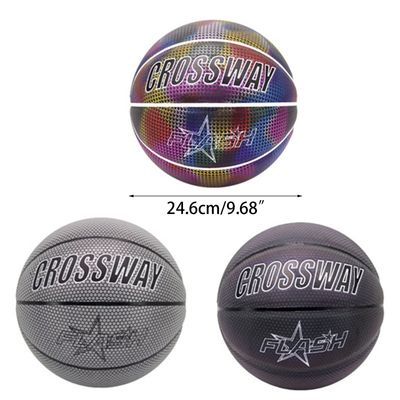 Reflective Basketball Ball Holographic Glowing Night Light Size 7 Basketball Training Game