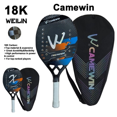 18k Carbon Fiber Beach Tennis Racket Rough Surface Paddle Tennis Padel