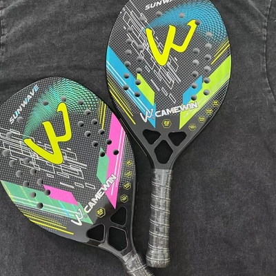 3K Carbon Fiber Beach Tennis Racket Rough Grit Surface Tennis Padel with Carrybag