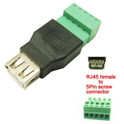 USB Male or Female Jack  to 5 Pin Screw Terminal Blocks Connector Adapter