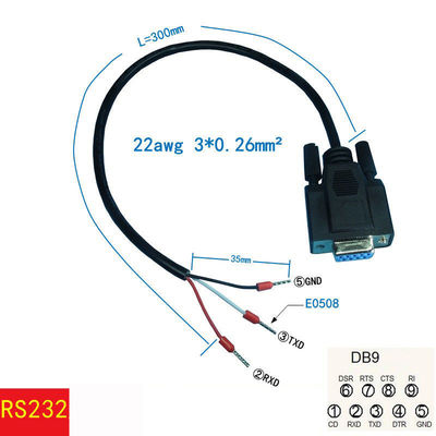 DB9 Female Connector RS232 Serial RXD TXD GND Port to 3-pin Terminals Exapansion Cable