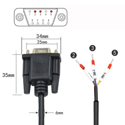 DB9 Female Connector RS232 Serial RXD TXD GND Port to 3-pin Terminals Exapansion Cable