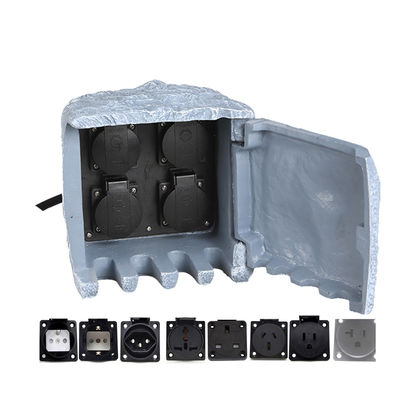 Outdoor Garden Electrical Power Outlet Socket Box Resin Enclosure Waterproof Stone-looking