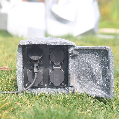 Outdoor Garden Electrical Power Outlet Socket Box Resin Enclosure Waterproof Stone-looking