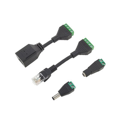 Female Jack RJ45 Network Connector Male DC Power Plug To Screw Terminals Adapter for CCTV Camera