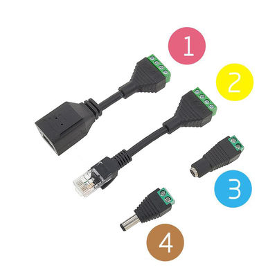 Female Jack RJ45 Network Connector Male DC Power Plug To Screw Terminals Adapter for CCTV Camera