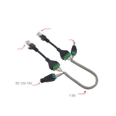 Female Jack RJ45 Network Connector Male DC Power Plug To Screw Terminals Adapter for CCTV Camera