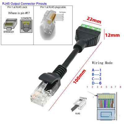 Female Jack RJ45 Network Connector Male DC Power Plug To Screw Terminals Adapter for CCTV Camera