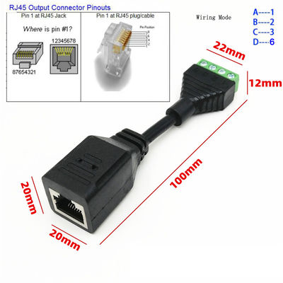 Female Jack RJ45 Network Connector Male DC Power Plug To Screw Terminals Adapter for CCTV Camera