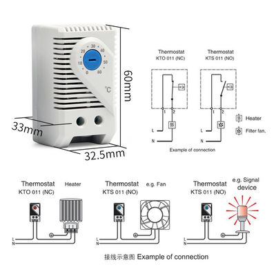 KTO 011 / KTS 011 Room Thermostat Mechanical Temperature Switch Adjustable Controller