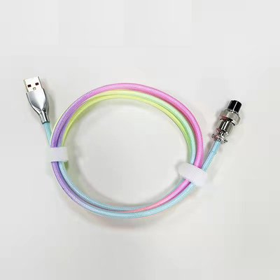 Mechanical Keyboard Cable Coiled Audio Connector Coupling USB Type-C Rainbow Cable