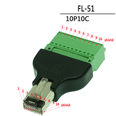 RJ45 Network Plug Male or Female 10P10C RJ48 to 10 pin Screw Terminal Block Adapter